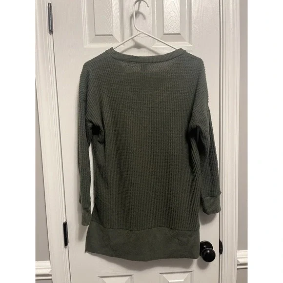 Women's Olive Green Solid Waffle Knit Tunic by Lidy S/M - Picture 5 of 7